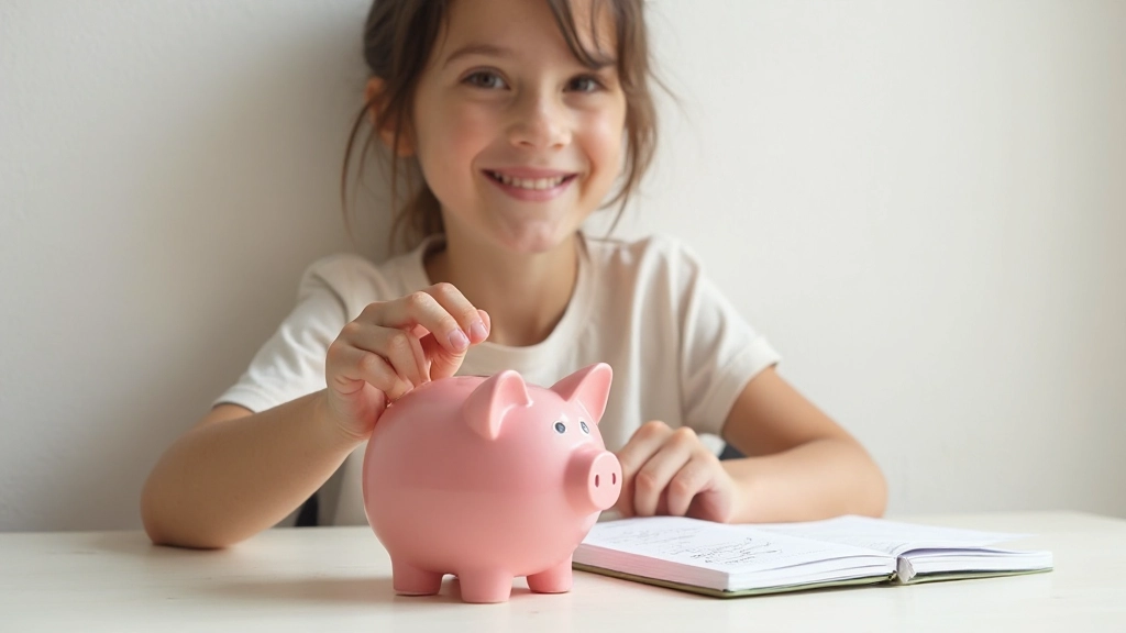 Spaarvarken en munten op tafel naast notitieboek met spaardoelen