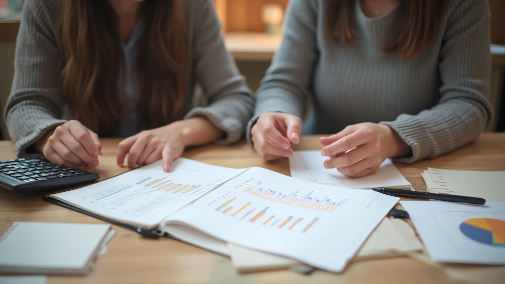 Professionele foto van gezinbudgetplanning met notities en grafieken